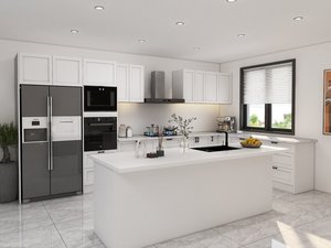 Products: Shaker Kitchen 3 L shape with island - Kitchen Depot