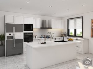 New L-shaped + Island Shaker Style 3 Kitchen - Kitchen Depot