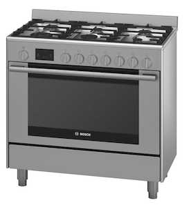 Bosch: Bosch 90cm 6 Burner Dual Fuel Freestanding Oven Stainless Steel - HSB738357A - Kitchen Things