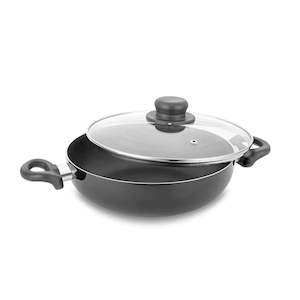 Pans: Allure Non Stick Kadai/wok With Glass Lid 3mm thick (Classic)