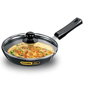 Pans: Futura 22 cm Frying Pan, Hard Anodised with Glass Lid, Black (AF22G)