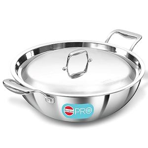 Hawkins Pro 6 Litre Deep-Fry Pan, Triply Stainless Steel Kadhai with Stainless S&hellip;
