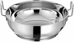 Pots: Stainless Steel Kadai/wok /kadhai with steel lid 6 sizes (Utella)