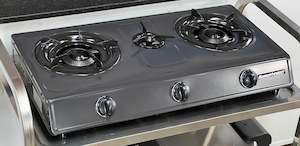 Gas Burners: Triple Gas Burner Cooker AUTO IGNITION Countertop Outdoor use
