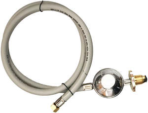 Gas Burners 1: LPG QCC Regulator / Gas Regulator with 1m Hose & 1/4" BSP female threaded nut and 60 degree inverted flare