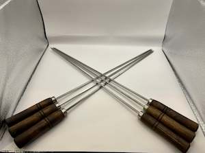 Bbq: 6-Piece Reusable BBQ/tandoori Skewer/seekh Set wooden handle