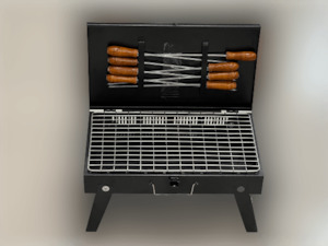 Bbq: BBQ Grill Iron Black Portable