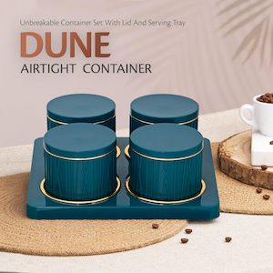 Tableware: SELVEL Dune Airtight Dry Fruit Container Tray Set- 4 Pieces Blue