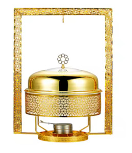 Instock: Chafing Dish round 8 Litre stainless steel Gold