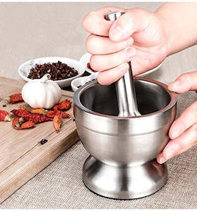 Brushed Stainless Steel Spice Grinder Pill crusher Mortar and pestle / imam dasta