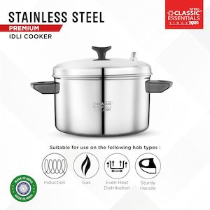 Idli Cookers: Classic essentials Stainless Steel Idli Cooker 16 idli, Silver