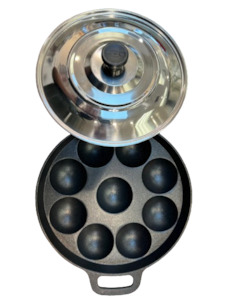 Appam Cookers: Vyan Paniyarakkal with steel lid (Appam Patra pan) induction base appe pan 2 sizes