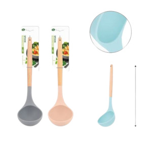 Ladles: Silicon spoon/ladle with wooden handle