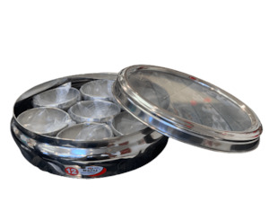 Bajaj spice box stainless steel with Glass Lid(21cm)