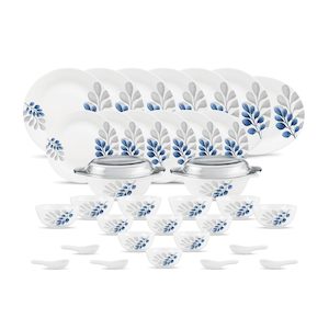 La Opala, Pearl Collection, Opal Glass Dinner Set 35 pcs, Indigo Bliss