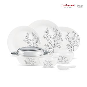 La Opala, Pearl Collection, Opal Glass Dinner Set 35 pcs, Dusky Vines