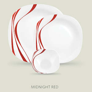 La Opala Diva, Quadra Collection, Opal Glass Dinner Set 29 pcs, Midnight red, White