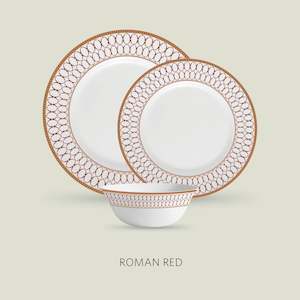 La Opala Diva, Sovrana Collection, Opal Glass Dinner Set 35 and 45pcs, Roman Red