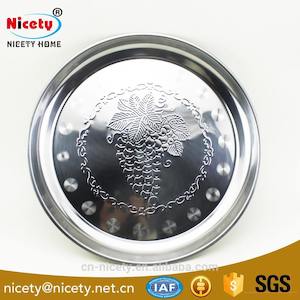 stainless steel grape design round fruit tray / food plate light weight