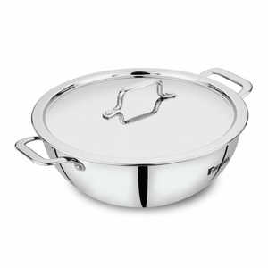 Cookware: UTELLA Stainless Steel Tri PLY Kadhai/ wok with Lid