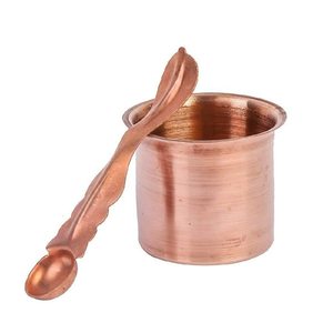 Pooja Lota and Spoon Copper charnamrit Set - Handmade Pure Copper kalash and spoon
