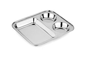 Servingware: Steel Partition Plate / Thali Food Grade/ pav bhaji plate 1 pc Sapphire