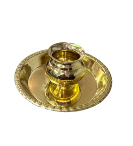 Homeware: Brass Pooja Thali deep and lota set