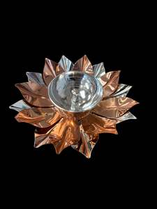 SIlver and Copper plated Leaf Lotus Diya for Puja (5 inches Approx.) 1pc