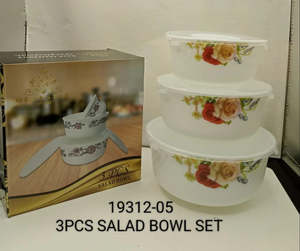 Mixing Bowls: Salad bowl with lid 3 piece set Opelware