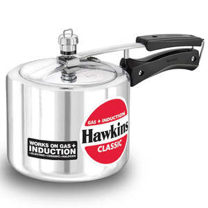 Hawkins Classic Aluminum Pressure Cooker, 3 Litre, Silver Tall CODE: ICL3T Induction base