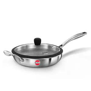 Cookware: Hawkins Pro 26 cm Shielded Nonstick Triply Frying Pan, Fry Pan with Stainless Steel Handle and Glass Lid, Silver (PSNF26G)
