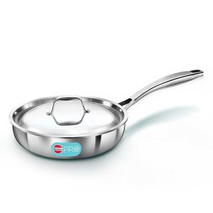 Cookware: Hawkins Pro 26 cm Frying Pan, Triply Stainless Steel Fry Pan with Stainless Steel Handle and Stainless Steel Lid, Silver (PSF26S)