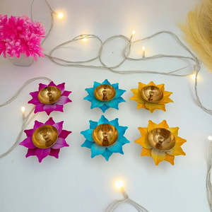 Instock: Brass Lotus Leaf Diya for Puja 1pc ( 3 Colour) Small