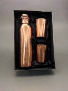 PURE COPPER BOTTLE AND 2 GLASS SET (Designer)