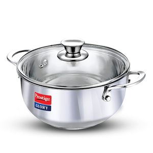 Cookware: Prestige Glory Stainless Steel Cookware Kadai 22 Cm / 3.5 Liter with Glass Lid