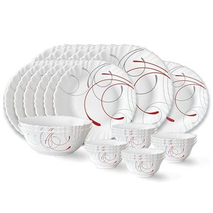 Larah by Borosil Boro Fluted Series Opalware Dinner Set | 27 Pieces
