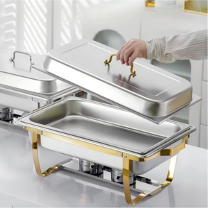 Products: Chafing Dish/Food Warmer Gold & Silver Two-Tone Finish 11L approx.