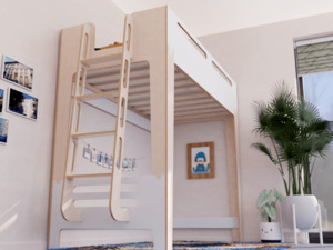 Beds With Desk: Loft Bed "TreeHouse" | Birch Ply