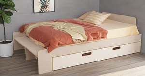 Special Offers: Double Floor Bed With Drawer And Shelf | Birch Ply