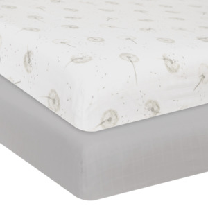 Living Textiles Organic Muslin Fitted Cot Sheets Dandelion 2pk