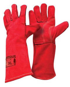 Products: Armour? Leather Red Welding Gauntlet Glove - 40cm - Kiwi Business