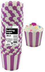 Baking cups cupcake papers: Stripes Straight sided cupcake papers Purple