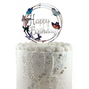 Alpen: Happy Birthday Fluttering Butterflies acrylic cake topper
