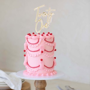 GOLD and OPAQUE LAYERED acrylic CAKE TOPPER Twenty one