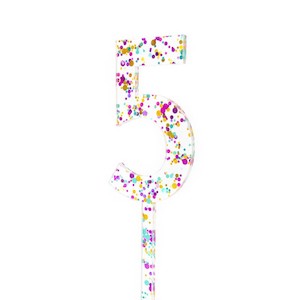 Cake Candle: RAINBOW GLITTER NUMBER 5 CAKE TOPPER