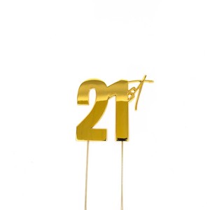 Cake Candle: Gold METAL CAKE TOPPER 21st