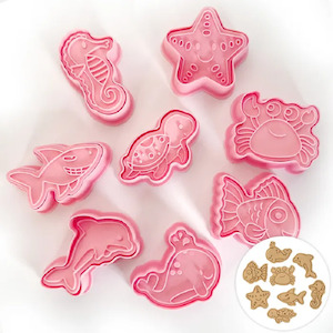 Big Cookie Cutter Sets: Ocean Under the sea cookie cutters with matching stamp embosser set of 8