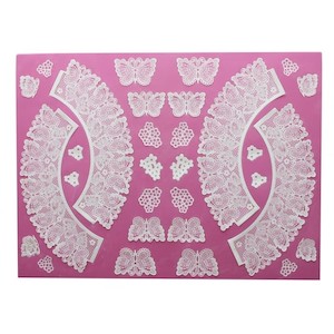 Cake Lace Claire Bowman mat Butterfly cupcake wrappers