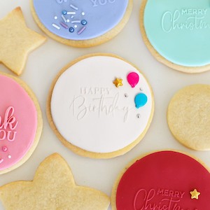 Create A Cutter: Happy Birthday embosser stamp (for raised font on fondant icing)