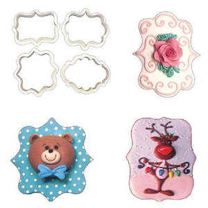 Bake Boss: Set of 4 shaped plaque cutters for cookie or fondant
